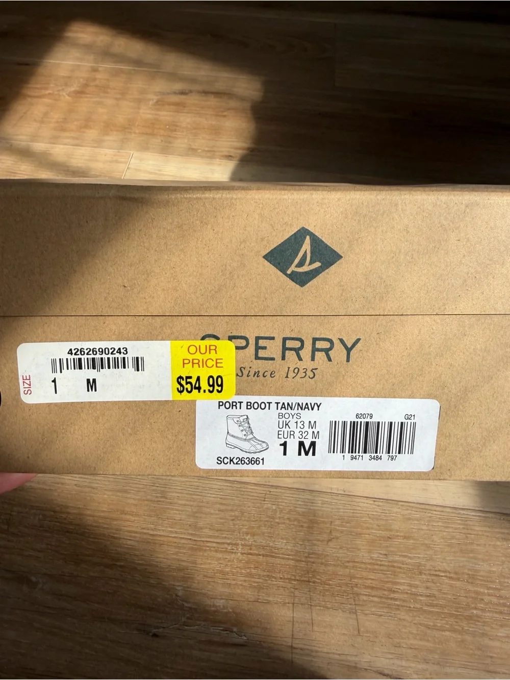 Sperry Kids Brown Leather and Navy Blue Duck Boots